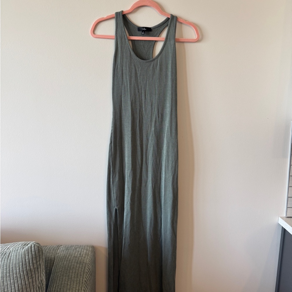 Lulu's Green Charcoal Maxi Dress | Size S